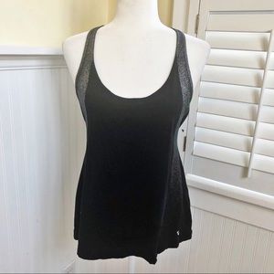 True Religion Black & Silver Split Back Tunic Tank